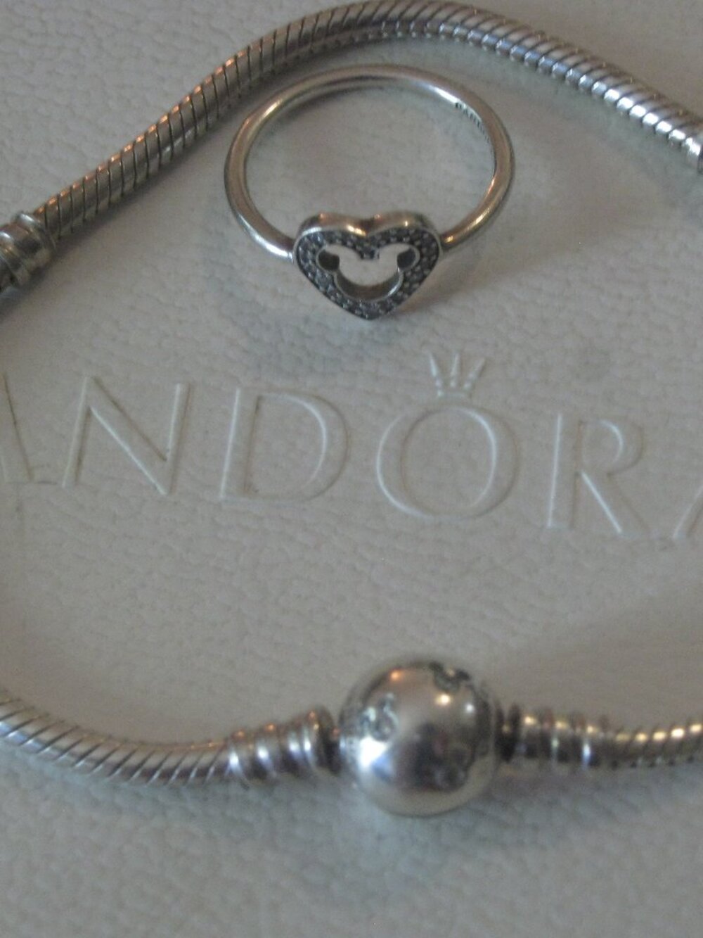 Disney PANDORA Mickey Mouse Snake Chain Bracelet & Ring